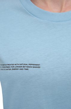 Мужского хлопковая футболка PANGAIA голубого цвета, арт. 20JTF11-011-JM001 | Фото 8 (Женское Кросс-КТ: Футболка-спорт, Футболка-одежда; Принт: Без принта; Материал внешний: Хлопок; Стили: Спорт-шик)