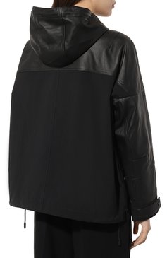 Женская куртка YS ARMY PARIS черного цвета, арт. 23EFV00464A45W | Фото 4 (Кросс-КТ: Куртка; Рукава: Длинные; Материал сплава: Проставлено; Стили: Спорт-шик; Материал подклада: Синтетический материал; Материал внешний: Натуральная кожа; Драгоценные камни: Проставлено; Длина (верхняя одежда): Короткие)