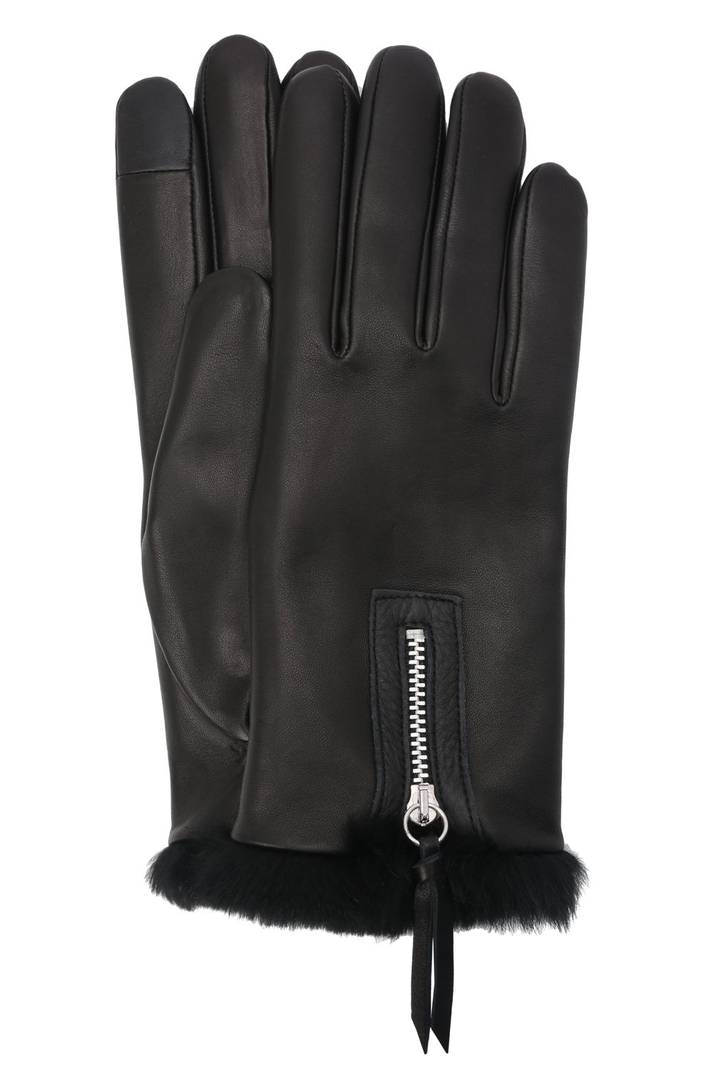 Женские кожаные перчатки AGNELLE черного цвета, арт. MARINA/L | Фото 1 (Материал: Натуральная кожа)