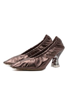 Женские кожаные туфли almond BOTTEGA VENETA коричневого цвета, арт. 651356/V1AI0 | Фото 1 (Каблук высота: Высокий; Материал внутренний: Натуральная кожа; Каблук тип: Устойчивый; Подошва: Плоская)