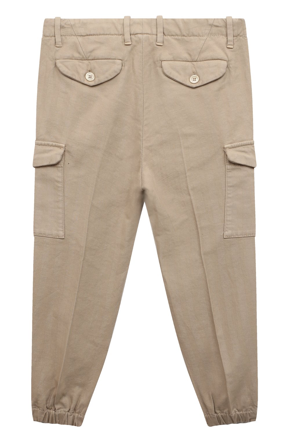 Детские хлопковые брюки-карго BRUNELLO CUCINELLI бежевого цвета, арт. B245DP115B | Фото 2 (Случай: Повседневный; Материал внешний: Хлопок)