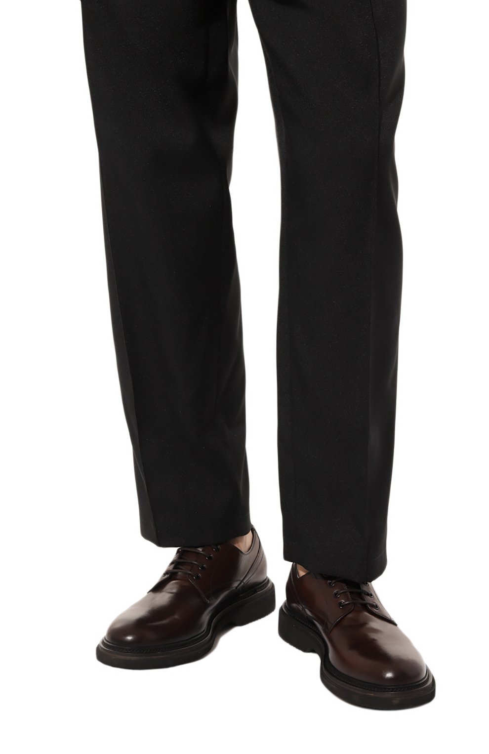 Мужские кожаные дерби PANTANETTI темно-коричневого цвета, арт. 16833D | Фото 3 (Материал внутренний: Натуральная кожа; Материал сплава: Проставлено; Нос: Не проставлено; Стили: Классический)