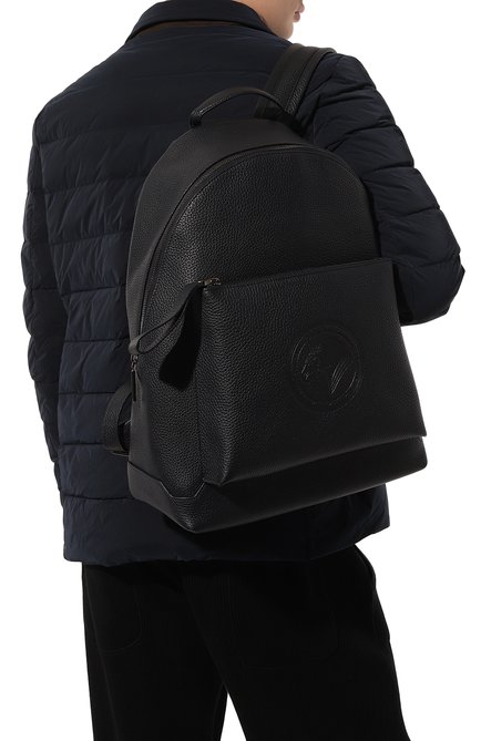 Мужской кожаный рюкзак STEFANO RICCI темно-синего цвета, арт. ND303G9U/M7 | Фото 2 (Материал: Натуральная кожа; Размер: large; Драгоценные камни: Проставлено; Материал сплава: Проставлено)