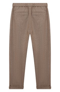 Детские шерстяные брюки BRUNELLO CUCINELLI коричневого цвета, арт. BE258P113C | Фото 2 (Материал внешний: Шерсть; Случай: Повседневный; Материал сплава: Проставлено; Нос: Не проставлено)