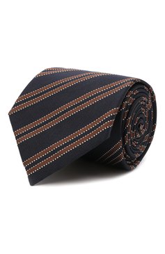 Мужской галстук из шелка и хлопка BRIONI коричневого цвета, арт. 062I00/P1446 | Фото 1 (Принт: С принтом; Материал: Текстиль, Шелк, Хлопок)