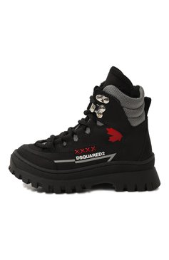 Детские кожаные ботинки DSQUARED2 черного цвета, арт. 75661/BLACK/20-27 | Фото 2 (Кросс-КТ: хайкеры; Материал сплава: Проставлено; Нос: Не проставлено; Материал внутренний: Текстиль)