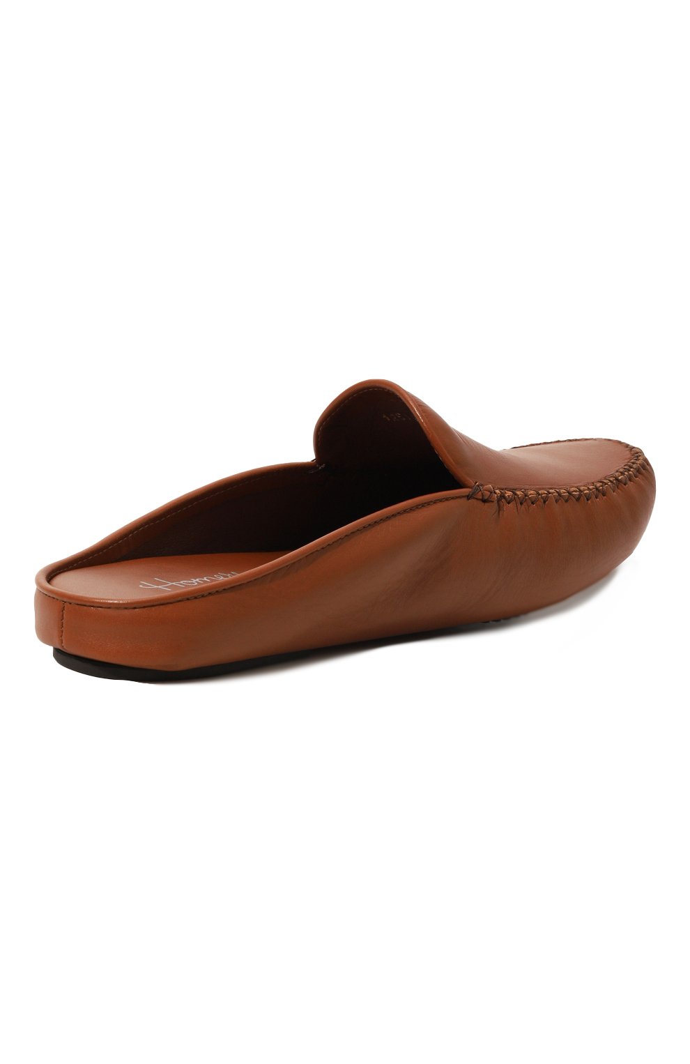 Мужского домашние кожаные туфли HOMERS AT HOME коричневого цвета, арт. 12511F/SEDACALF | Фото 5 (Материал внутренний: Натуральная кожа; Мужское Кросс-КТ: тапочки-обувь)