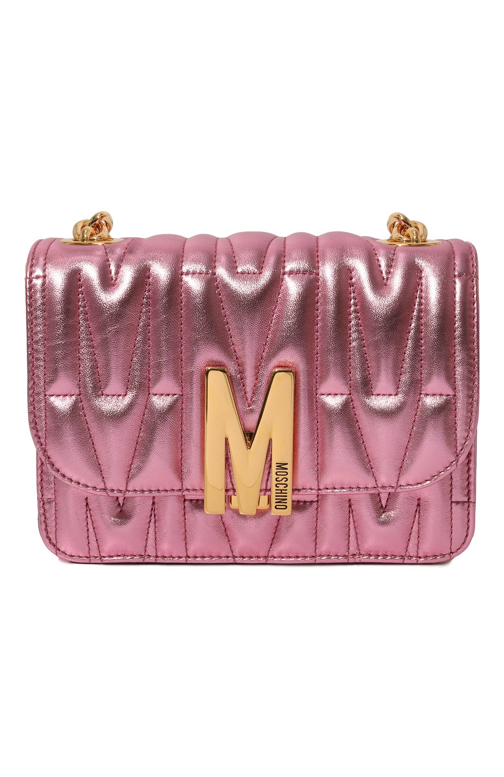 Женская сумка MOSCHINO розового цвета, арт. 2317 A7306/8011 | Фото 1 (Сумки-технические: Сумки через плечо; Материал: Натуральная кожа; Размер: mini; Ремень/цепочка: На ремешке)