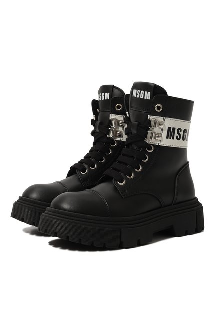 Детские замшевые ботинки MSGM KIDS черного цвета по цене 32850 руб., арт. 76273/28-35 | Фото 1