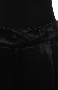 Женские брюки из сатина BORNE BOURGEOIS черного цвета, арт. SW-PN-BO-4004 | Фото 5 (Силуэт Ж (брюки и джинсы): Широкие; Длина (брюки, джинсы): Стандартные; Женское Кросс-КТ: Брюки-одежда; Материал внешний: Синтетический материал; Материал сплава: Проставлено; Драгоценные камни: Проставлено; Стили: Кэжуэл)