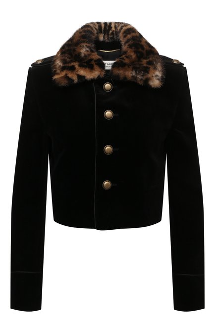Женская куртка с меховым воротником SAINT LAURENT черного цвета по цене 326500 руб., арт. 680997/Y9E08 | Фото 1
