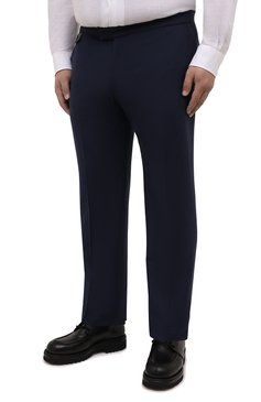 Мужские шерстяные брюки ZILLI темно-синего цвета, арт. M0W-40-38P-F1066/0001 | Фото 3 (Big sizes: Big Sizes; Материал внешний: Шерсть; Длина (брюки, джинсы): Стандартные; Стили: Классический; Случай: Формальный; Материал подклада: Купро)