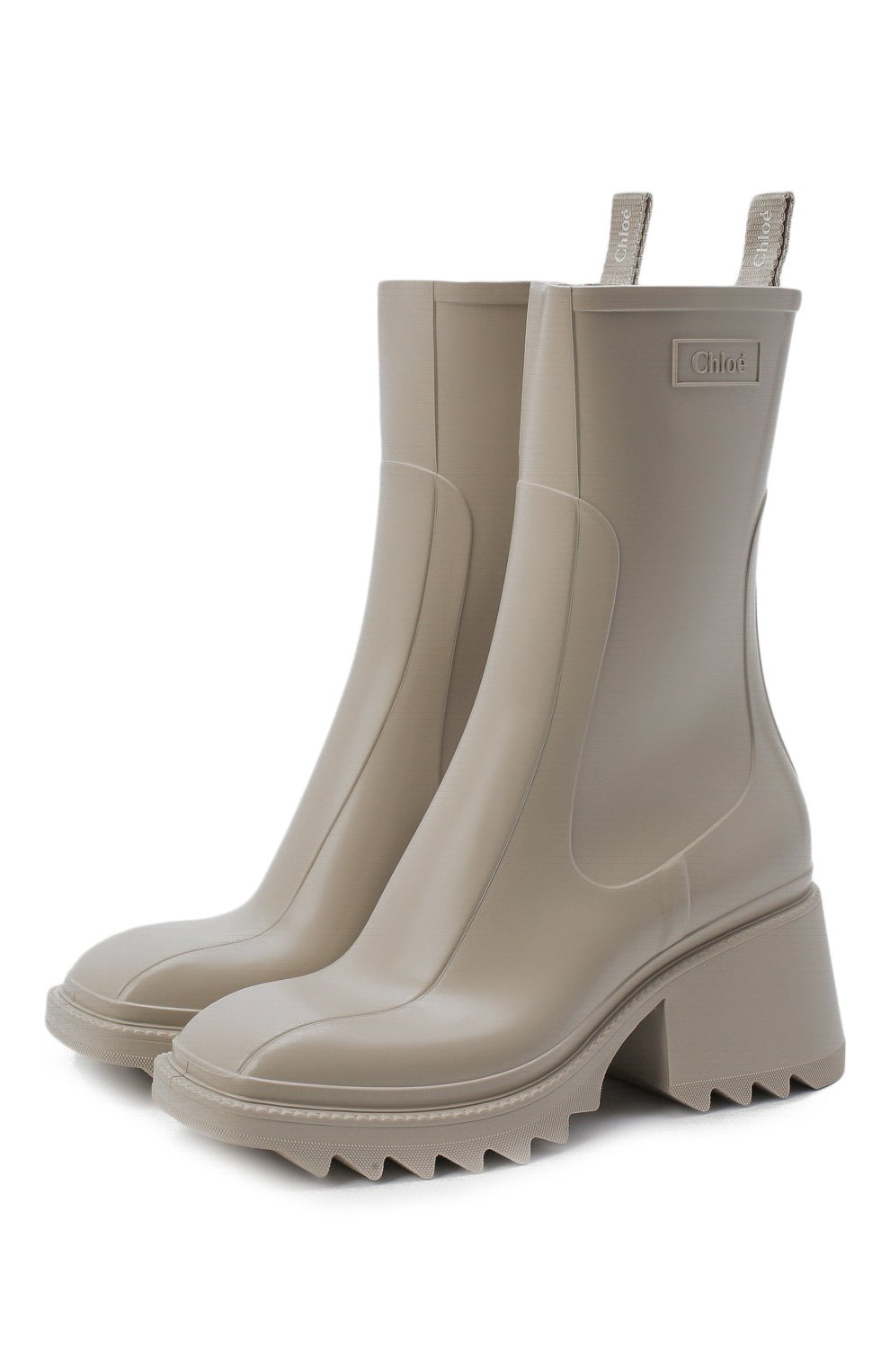 Женские резиновые ботильоны betty CHLOÉ светло-бежевого цвета, арт. CHC19W239G8 | Фото 1 (Подошва: Платформа; Материал внутренний: Натуральная кожа, Текстиль; Каблук высота: Средний; Каблук тип: Устойчивый; Материал утеплителя: Без утеплителя; Материал внешний: Резина; Длина стельки: 22,8, 23,5, 24,1, 24,8, 25,4, 26,1, 26,7)