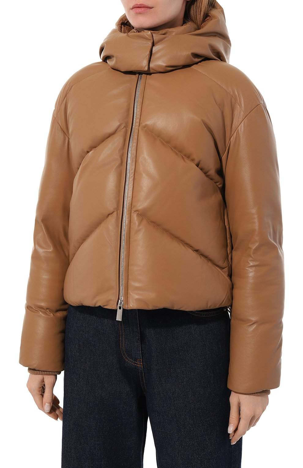 Женская кожаная куртка MUST коричневого цвета, арт. 33471/640 | Фото 3 (Кросс-КТ: Куртка; Рукава: Длинные; Материал сплава: Проставлено; Материал внешний: Натуральная кожа; Драгоценные камни: Проставлено; Длина (верхняя одежда): Короткие; Стили: Кэжуэл)