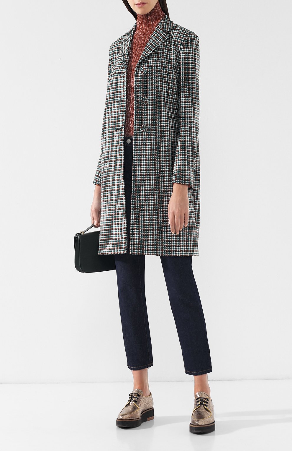 Женское зеленое шерстяное пальто прямого кроя BOTTEGA VENETA купить в ...