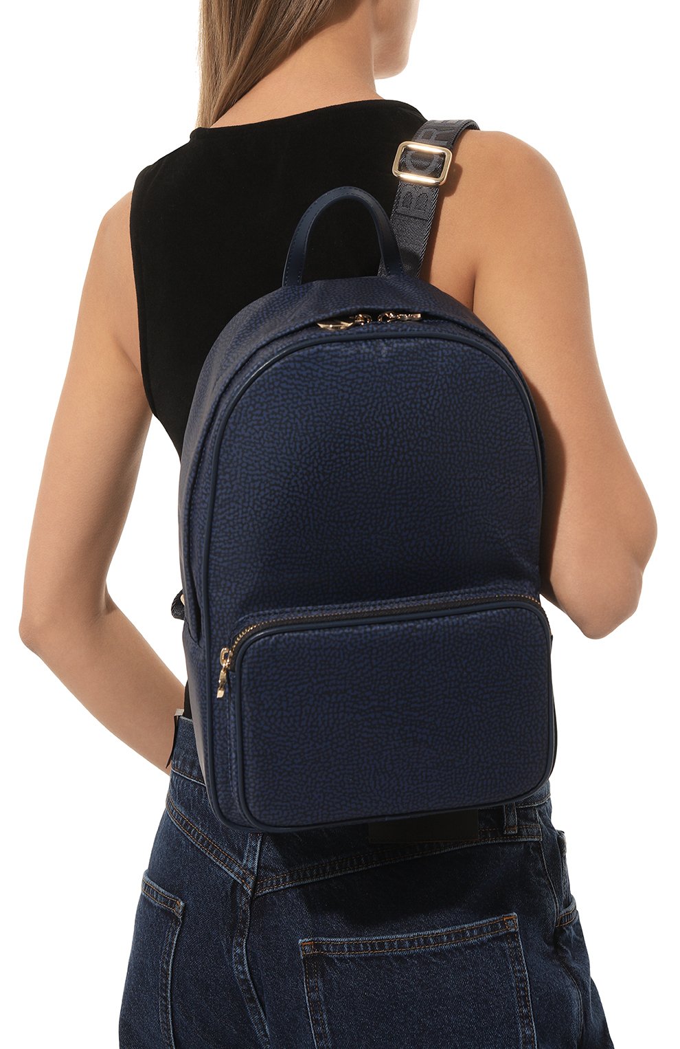 Женский рюкзак portrait medium BORBONESE синего цвета, арт. 933028 | Фото 2 (Материал: Текстиль; Стили: Кэжуэл)