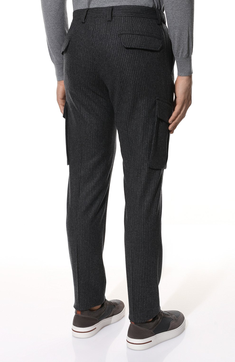 Мужские шерстяные брюки-карго CORNELIANI темно-серого цвета, арт. 884L02-1817513/00 | Фото 4 (Силуэт М (брюки): Карго; Материал внешний: Шерсть; Длина (брюки, джинсы): Стандартные; Случай: Повседневный; Стили: Кэжуэл)