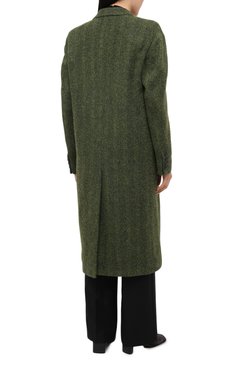 Женское шерстяное пальто DRIES VAN NOTEN зеленого цвета, арт. 202-10225-1260 | Фото 4 (Материал внешний: Шерсть; Рукава: Длинные; Стили: Классический; Длина (верхняя одежда): Длинные; 1-2-бортные: Двубортные; Материал подклада: Купро)