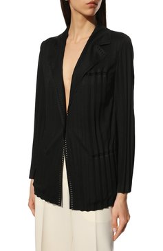 Женский жакет GIORGIO ARMANI черного цвета, арт. 3LAG61/AJIPZ | Фото 3 (Рукава: Длинные; Случай: Повседневный; Материал внешний: Синтетический материал, Вискоза; Длина (для топов): Стандартные; Материал сплава: Проставлено; 1-2-бортные: Однобортные; Драгоценные камни: Проставлено; Материал подклада: Вискоза; Женское Кросс-КТ: Жакет-одежда; Стили: Кэжуэл)