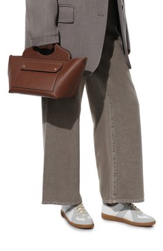 Женские комбинированные кеды replica MAISON MARGIELA светло-серого цвета, арт. S58WS0109/P1895 | Фото 3 (Подошва: Платформа; Материал внутренний: Натуральная кожа; Материал утеплителя: Без утеплителя; Стили: Кэжуэл)