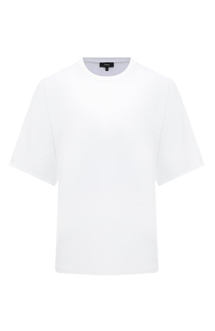 Женская хлопковая футболка THEORY белого цвета, арт. N0524530 | Фото 1 (Драгоценные камни: Проставлено; Материал внешний: Хлопок; Материал сплава: Проставлено; Рукава: Короткие; Длина (для топов): Стандартные)