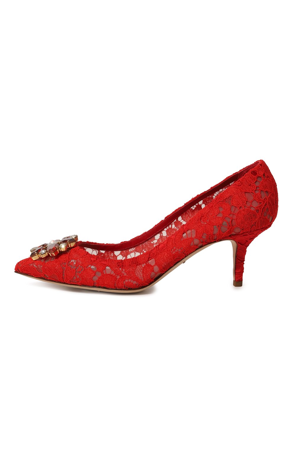 Женские текстильные туфли rainbow lace DOLCE & GABBANA красного цвета, арт. CD0066/AL198 | Фото 4 (Материал внешний: Текстиль; Материал внутренний: Натуральная кожа, Текстиль; Каблук высота: Средний; Каблук тип: Шпилька; Подошва: Плоская)