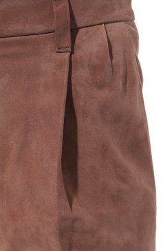 Женские замшевые брюки BRUNELLO CUCINELLI розового цвета, арт. M0PCLP8076 | Фото 5 (Материал внешний: Замша, Натуральная кожа; Длина (брюки, джинсы): Удлиненные; Женское Кросс-КТ: Брюки-одежда, Кожаные брюки; Силуэт Ж (брюки и джинсы): Прямые; Материал сплава: Проставлено; Драгоценные камни: Проставлено; Стили: Кэжуэл)