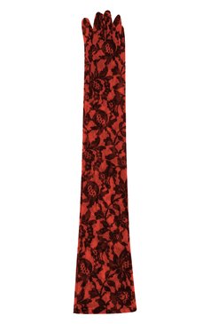 Женские перчатки DRIES VAN NOTEN красного цвета, арт. 201-10101-782 | Фото 1 (Материал: Текстиль, Синтетический материал; Кросс-КТ: Трикотаж; Длина (верхняя одежда): Длинные)