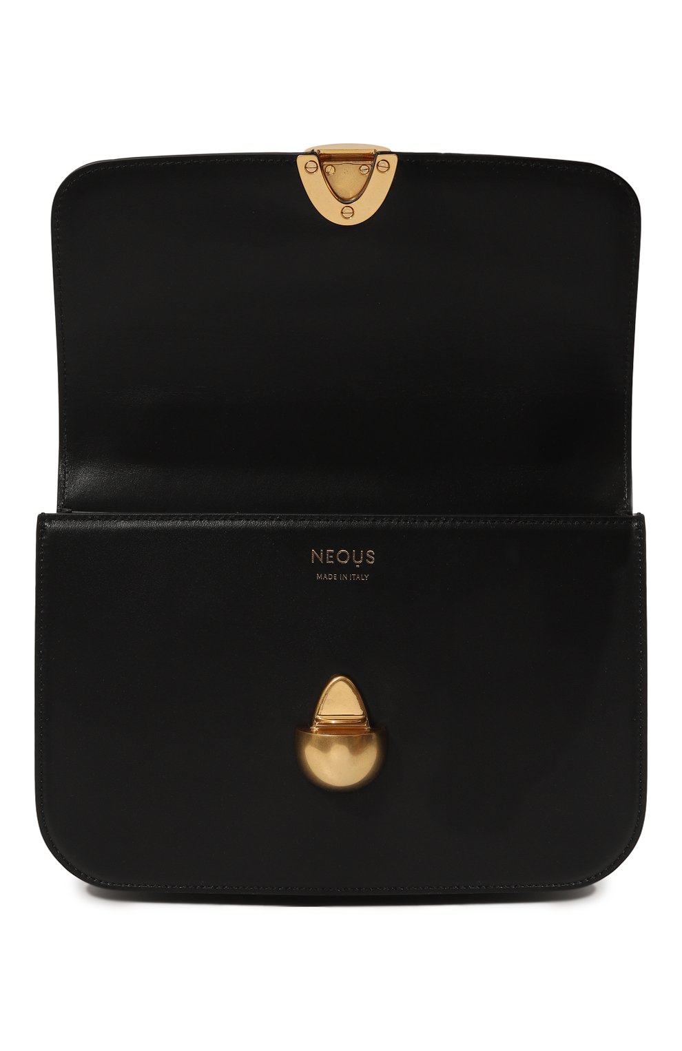 Женская сумка phoenix NEOUS черного цвета, арт. 00016A | Фото 6 (Сумки-технические: Сумки через плечо; Материал: Натуральная кожа; Материал сплава: Проставлено; Ремень/цепочка: На ремешке; Драгоценные камни: Проставлено; Размер: small)