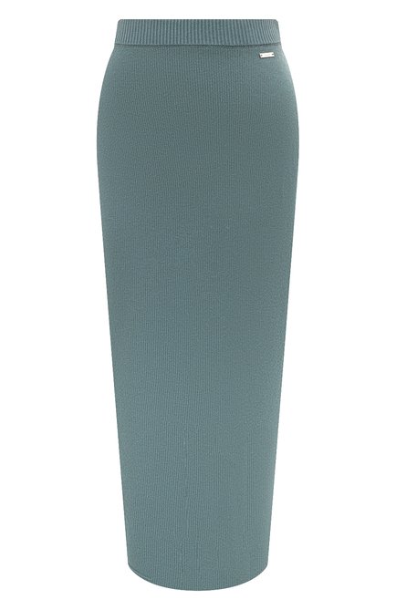 Женская кашемировая юбка KITON бирюзового цвета, арт. D56720 | Фото 1 (Материал внешний: Шерсть, Кашемир; Длина Ж (юбки, платья, шорты): Макси; Драгоценные камни: Проставлено; Материал сплава: Проставлено)