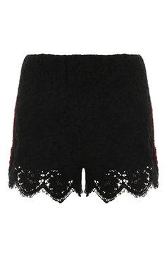 Женские шорты из хлопка и вискозы GUCCI черного цвета, арт. 577604 ZJT76 | Фото 1 (Женское Кросс-КТ: Шорты-одежда; Длина Ж (юбки, платья, шорты): Мини; Материал внешний: Хлопок, Вискоза; Стили: Романтичный)