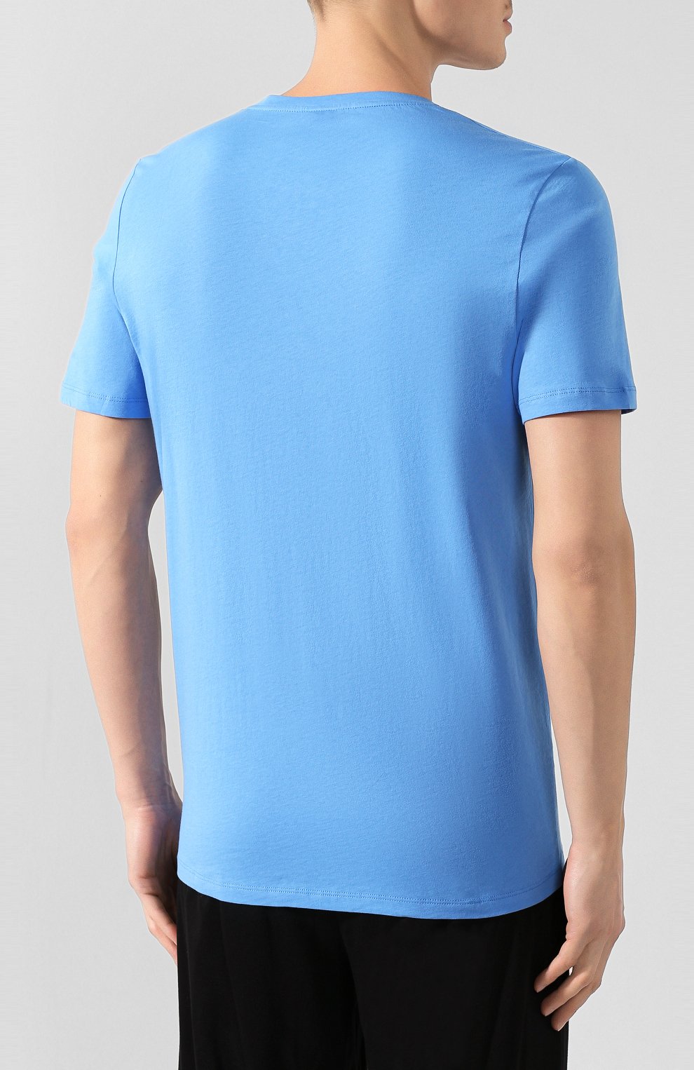 Мужская хлопковая футболка BLUEMINT голубого цвета, арт. EDWARD | Фото 4 (Кросс-КТ: домашняя одежда; Рукава: Короткие; Длина (для топов): Стандартные; Материал внешний: Хлопок; Мужское Кросс-КТ: Футболка-белье)