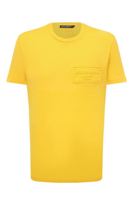 Мужская хлопковая футболка DOLCE & GABBANA желтого цвета, арт. G8P07Z/FU7EQ | Фото 1 (Материал сплава: Проставлено; Драгоценные камни: Проставлено; Материал внешний: Хлопок; Длина (для топов): Стандартные; Рукава: Короткие)