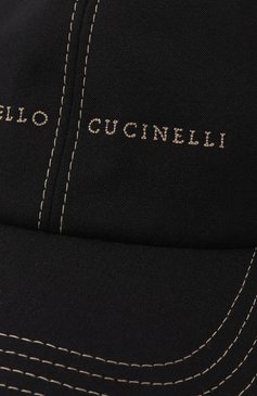 Мужской шерстяная бейсболка BRUNELLO CUCINELLI темно-синего цвета, арт. MW4649977 | Фото 4 (Материал: Текстиль, Шерсть)