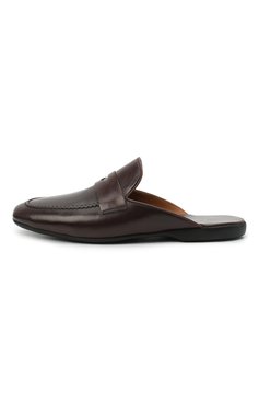 Мужского кожаные домашние туфли FARFALLA темно-коричневого цвета, арт. G13 | Фото 3 (Материал внутренний: Натуральная кожа; Мужское Кросс-КТ: тапочки-обувь)