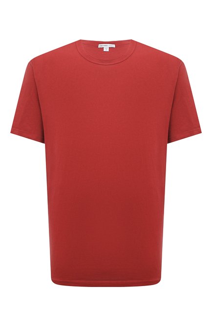 Мужская хлопковая футболка JAMES PERSE красного цвета, арт. MLJ3311 | Фото 1 (Материал внешний: Хлопок; Рукава: Короткие; Драгоценные камни: Проставлено; Материал сплава: Проставлено; Длина (для топов): Стандартные; Принт: Без принта; Стили: Кэжуэл)