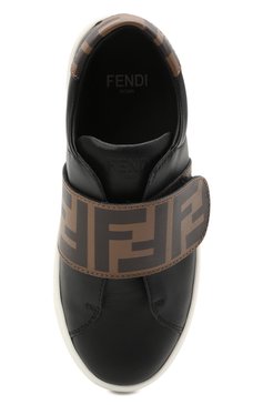 Мужского кожаные кеды FENDI черного цвета, арт. JMR325/A7N4/27-31 | Фото 4 (Мальчики Кросс-КТ: Обувь-низкие; Региональные ограничения белый список (Axapta Mercury): RU; Кросс-КТ: велькро; Мальчики-школьная форма: Спортивная обувь; Статус проверки: Проверена категория; ширина носка стельки: 6,3, 6,7; толщина подошвы: 2)