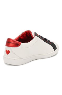 Детские кожаные кеды DOLCE & GABBANA белого цвета, арт. D10689/AV526/29-36 | Фото 3 (Девочки Кросс-КТ: Обувь-низкие; Материал внутренний: Натуральная кожа; Региональные ограничения белый список (Axapta Mercury): RU; Материал сплава: Проставлено; Нос: Не проставлено; Длина стельки: 18,1, 18,7, 19,4, 20,1, 20,7, 21,4, 22,1, 22,7)