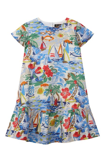 Детское льняное платье LORO PIANA разноцветного цвета, арт. FAL5909 | Фото 1 (Материал подклада: Хлопок; Рукава: Короткие; Материал внешний: Лен; Девочки Кросс-КТ: Платье-одежда; Региональные ограничения белый список (Axapta Mercury): RU; Ростовка одежда: 2 года | 92 см, 4 года | 104 см, 6 лет | 116 см, 8 лет | 128 см)