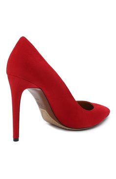 Женские замшевые туфли RALPH LAUREN красного цвета, арт. 800838024 | Фото 4 (Каблук �высота: Высокий; Материал внутренний: Натуральная кожа; Каблук тип: Шпилька; Подошва: Плоская; Материал внешний: Замша)