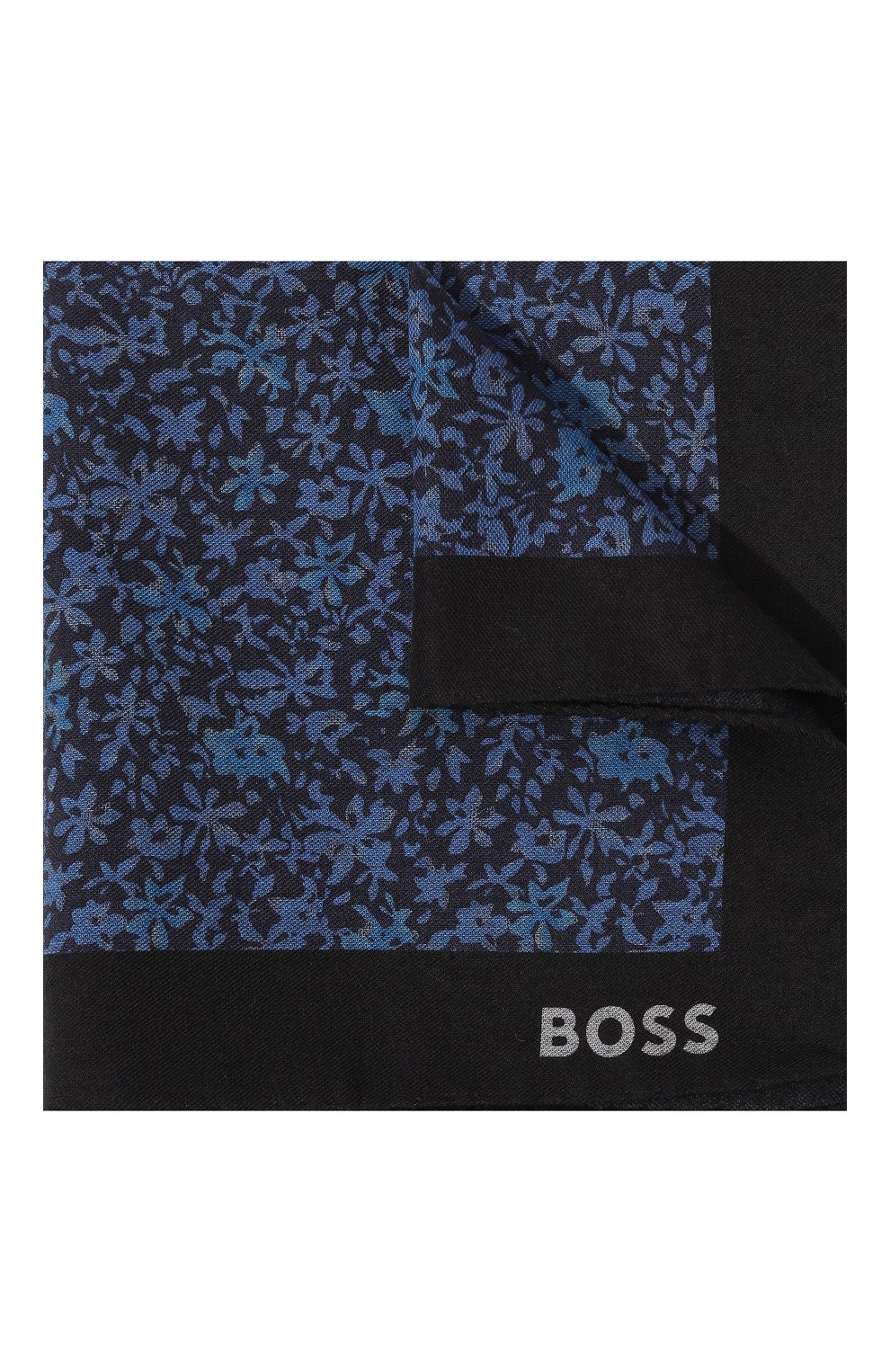Мужской платок из хлопка и шерс ти BOSS синего цвета, арт. 50499597 | Фото 1 (Материал: Текстиль, Шерсть, Хлопок)