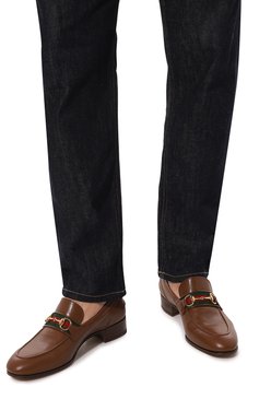 Мужские кожаные лоферы paride GUCCI коричневого цвета, арт. 655579 0G0P0 | Фото 3 (Материал сплава: Проставлено; Нос: Не проставлено; Стили: Кэжуэл)