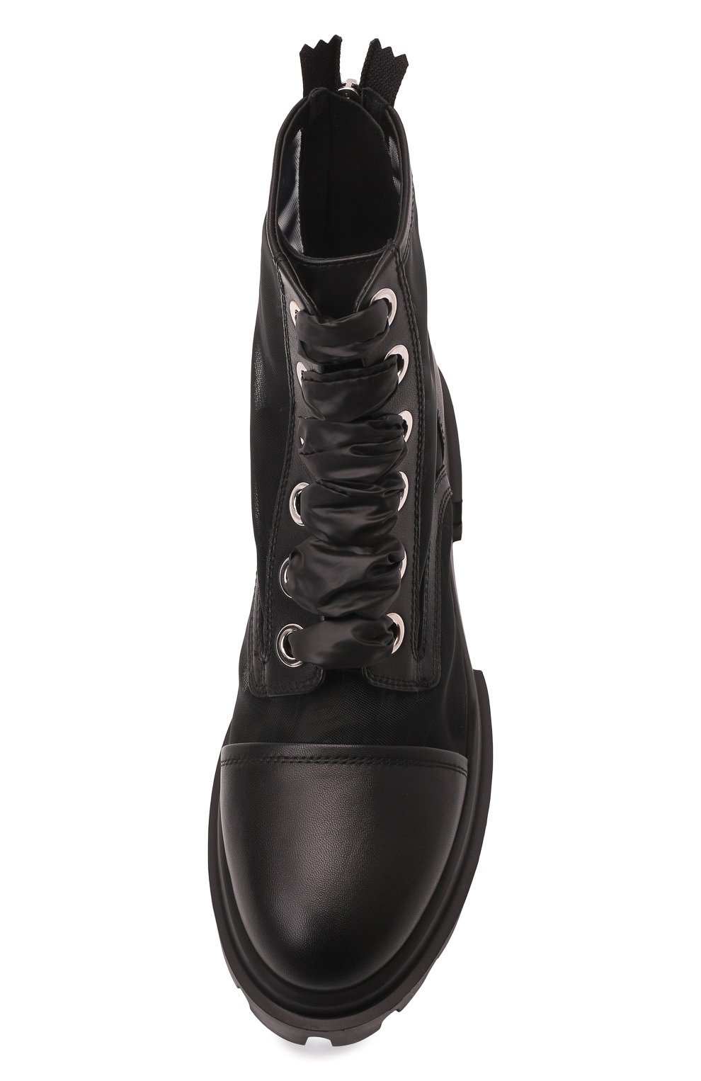 Женские комбинированные ботинки voile AGL черного цвета, арт. D756519PGKD0411049 | Фото 6 (Материал внешний: Текстиль; Подошва: Платформа; Каблук высота: Низкий; Женское Кросс-КТ: Военные ботинки; Материал внутренний: Натуральная кожа; Материал сплава: Проставлено; Каблук тип: Устойчивый; Материал утеплителя: Без утеплителя; Драгоценные камни: Проставлено)