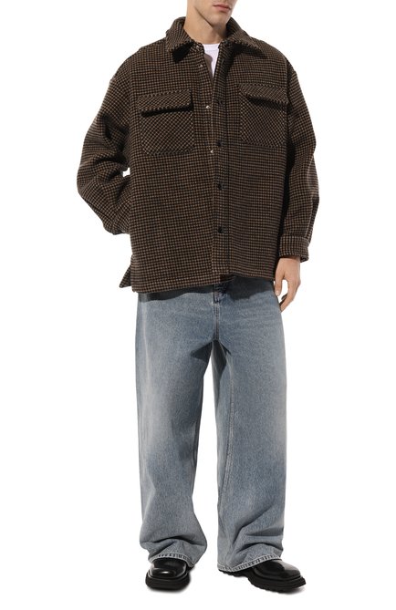 Мужская шерстяная куртка-рубашка LANEUS коричневого цвета, арт. CMU49 | Фото 2 (Драгоценные камни: Проставлено; Материал сплава: Проставлено; Рукава: Длинные; Длина (верхняя одежда): Короткие; Материал внешний: Шерсть; Кросс-КТ: Куртка; Стили: Кэжуэл; Мужское Кросс-КТ: шерсть и кашемир)