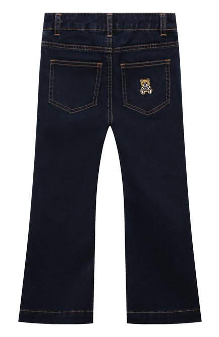 Детские джинсы MOSCHINO темно-синего цвета, арт. HAP04U/LXE49/4A-8A | Фото 2 (Материал внешний: Хлопок; Нос: Не проставлено; Материал сплава: Проставлено)