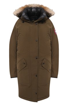 Женская пуховая парка CANADA GOOSE хаки цвета, арт. 6555L | Фото 1 (Кросс-КТ: Куртка; Рукава: Длинные; Длина (верхняя одежда): До середины бедра; Материал внешний: Синтетический материал; Стили: Спорт-шик; Материал утеплителя: Пух и перо)