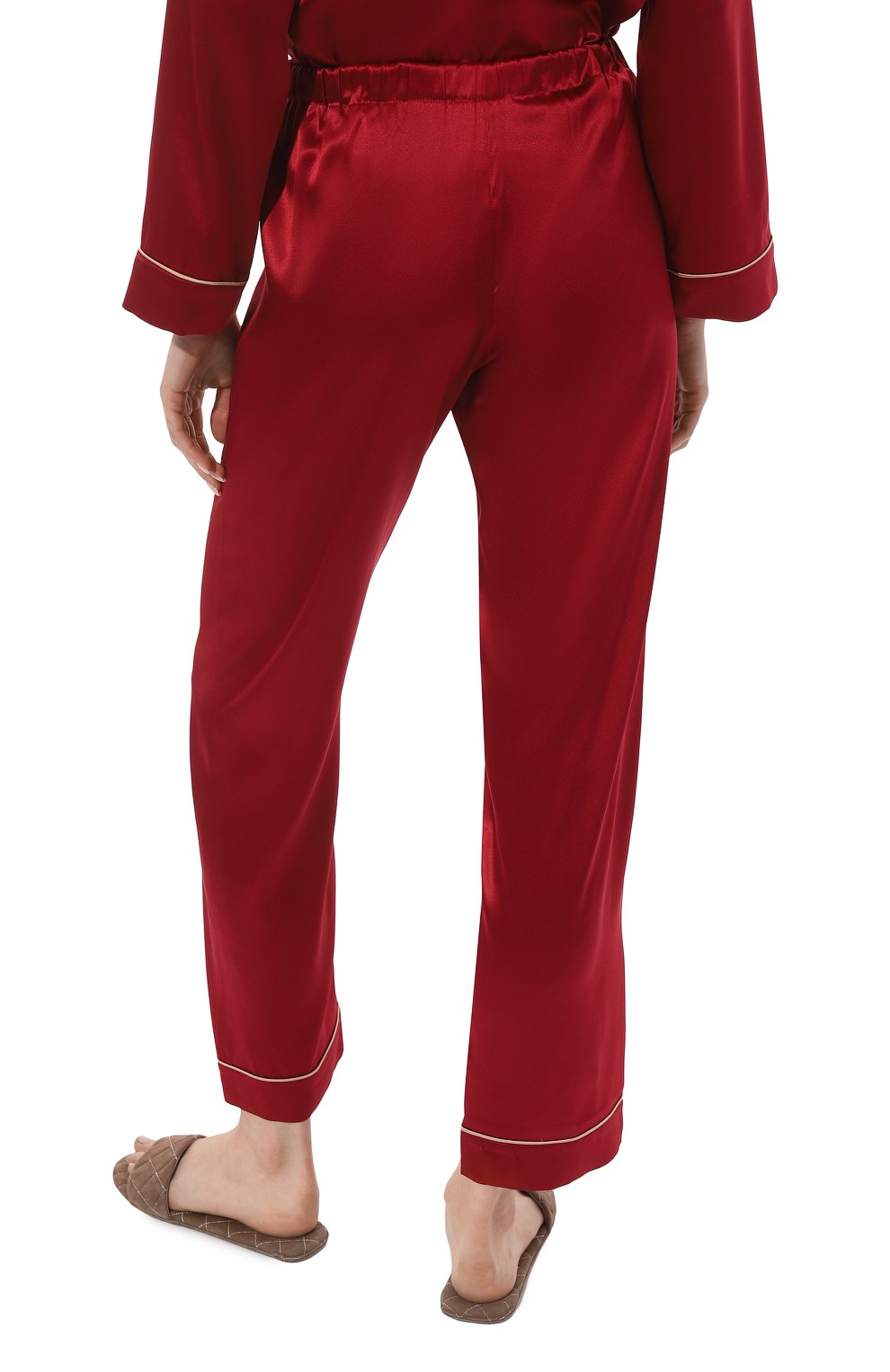 Женская шелковая пижама PRIMROSE бордового цвета, арт. 1W.502RB.S015 | Фото 6 (Материал внешний: Шелк; Материал сплава: Проставлено; Нос: Не проставлено)