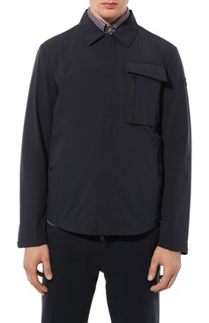 Мужск ая куртка-рубашка PAUL&SHARK темно-синего цвета, арт. 12312015 | Фото 3 (Кросс-КТ: Куртка, Ветровка; Рукава: Длинные; Материал внешний: Синтетический материал; Материал сплава: Проставлено; Материал подклада: Синтетический материал; Драгоценные камни: Проставлено; Длина (верхняя одежда): Короткие; Стили: Кэжуэл)
