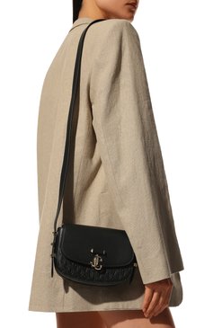 Женская сумка varenne JIMMY CHOO черного цвета, арт. VARENNESATCHEL/SKZZ | Фото 2 (Сумки-технические: Сумки через плечо; Материал: Натуральная кожа; Размер: mini; Ремень/цепочка: На ремешке)