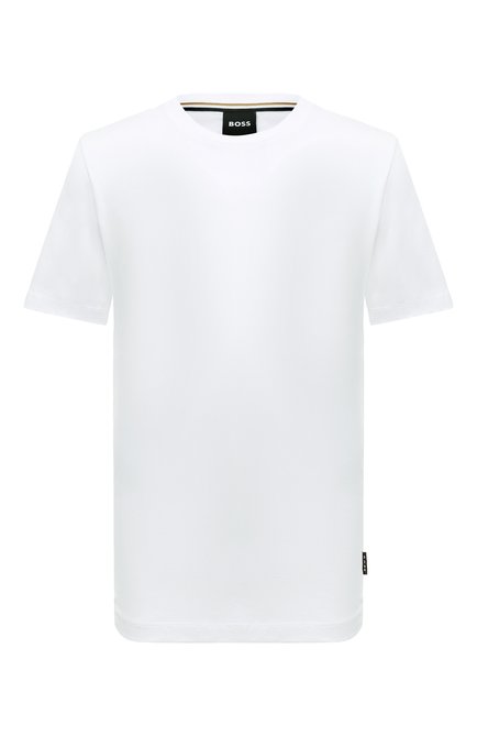 Мужская хлопковая футболка BOSS белого цвета, арт. 50468972 | Фото 1 (Длина (для топов): Стандартные; Материал сплава: Проставлено; Материал внешний: Хлопок; Рукава: Короткие; Драгоценные камни: Проставлено)